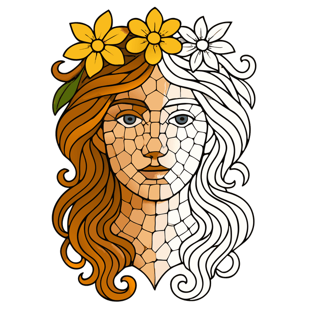 Woman using FikaTap app for mindful coloring on iPhone - stress relief through art therapy